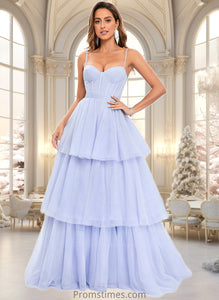 Sanaa Ball-Gown/Princess Sweetheart Sweep Train Tulle Prom Dresses With Bow XXBP0025843