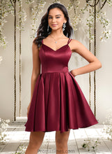 Load image into Gallery viewer, Monica Ball-Gown/Princess V-Neck Short Satin Homecoming Dress With Bow XXBP0025662