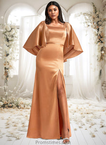 Katherine A-line Square Floor-Length Stretch Satin Bridesmaid Dress XXBP0025765