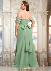 Kaliyah Trumpet/Mermaid Off the Shoulder V-Neck Floor-Length Chiffon Bridesmaid Dress XXBP0025810