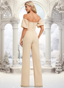 Molly Jumpsuit/Pantsuit Off the Shoulder Square Floor-Length Chiffon Bridesmaid Dress XXBP0025791