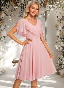 Liliana A-line V-Neck Knee-Length Chiffon Homecoming Dress XXBP0025702