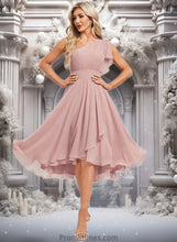 Load image into Gallery viewer, Joan A-line One Shoulder Asymmetrical Chiffon Bridesmaid Dress With Ruffle XXBP0025819