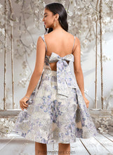 Load image into Gallery viewer, Charlee A-line Square Knee-Length Jacquard Homecoming Dress With Bow XXBP0025687