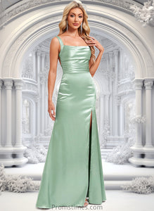 Ariella Trumpet/Mermaid Square Floor-Length Stretch Satin Bridesmaid Dress XXBP0025784