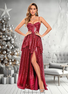 Genesis A-line Sweetheart Floor-Length Sequin Prom Dresses XXBP0025868