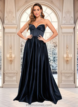 Load image into Gallery viewer, Mylie Ball-Gown/Princess V-Neck Floor-Length Satin Prom Dresses XXBP0025840