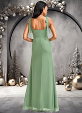 Load image into Gallery viewer, Jennifer A-line Square Floor-Length Chiffon Bridesmaid Dress With Bow XXBP0025740