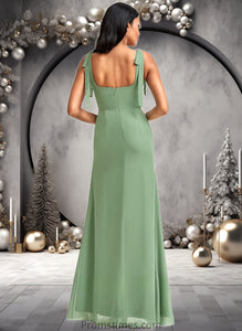 Jennifer A-line Square Floor-Length Chiffon Bridesmaid Dress With Bow XXBP0025740