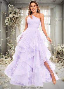 Lesly Ball-Gown/Princess Asymmetrical One Shoulder Floor-Length Tulle Prom Dresses XXBP0025867