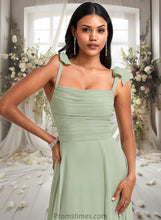 Load image into Gallery viewer, Valery A-line Cowl Floor-Length Chiffon Bridesmaid Dress With Bow XXBP0025738