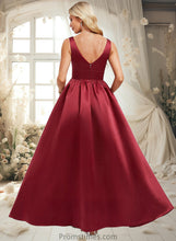 Load image into Gallery viewer, Emma A-line V-Neck Floor-Length Satin Bridesmaid Dress XXBP0025775