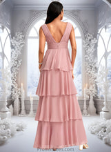 Load image into Gallery viewer, Evie A-line V-Neck Floor-Length Chiffon Bridesmaid Dress XXBP0025749