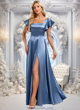 Load image into Gallery viewer, Sherlyn A-line Square Floor-Length Stretch Satin Bridesmaid Dress With Ruffle XXBP0025769