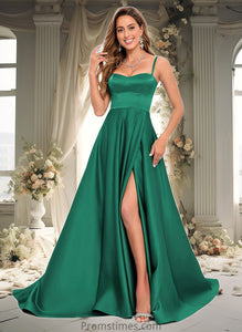 Reese A-line Sweetheart Sweep Train Satin Prom Dresses XXBP0025846