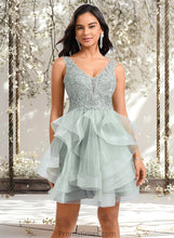 Load image into Gallery viewer, Madison Ball-Gown/Princess V-Neck Short Tulle Lace Homecoming Dress XXBP0025671