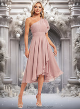 Load image into Gallery viewer, Joan A-line One Shoulder Asymmetrical Chiffon Bridesmaid Dress With Ruffle XXBP0025819