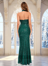 Load image into Gallery viewer, Kara Sheath/Column Halter Floor-Length Sequin Prom Dresses XXBP0025858