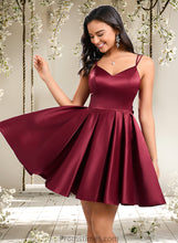 Load image into Gallery viewer, Monica Ball-Gown/Princess V-Neck Short Satin Homecoming Dress With Bow XXBP0025662