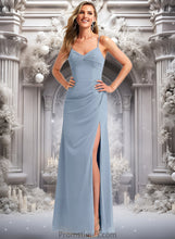 Load image into Gallery viewer, Yoselin A-line V-Neck Floor-Length Chiffon Bridesmaid Dress XXBP0025726