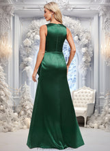 Load image into Gallery viewer, Delilah Trumpet/Mermaid V-Neck Floor-Length Stretch Satin Bridesmaid Dress XXBP0025812