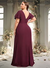 Load image into Gallery viewer, Elaine A-line Boat Neck Floor-Length Chiffon Bridesmaid Dress With Ruffle XXBP0025827