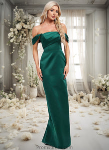 Camila Sheath/Column Off the Shoulder Floor-Length Satin Bridesmaid Dress XXBP0025815