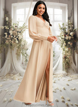 Load image into Gallery viewer, Adriana A-line V-Neck Floor-Length Chiffon Bridesmaid Dress XXBP0025763