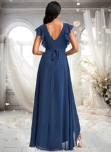 Load image into Gallery viewer, Thalia A-line V-Neck Asymmetrical Chiffon Bridesmaid Dress With Ruffle XXBP0025733