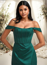 Load image into Gallery viewer, Amirah A-line Off the Shoulder Floor-Length Satin Bridesmaid Dress XXBP0025743