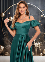 Load image into Gallery viewer, Kiley A-line Off the Shoulder Sweetheart Floor-Length Satin Prom Dresses XXBP0025852