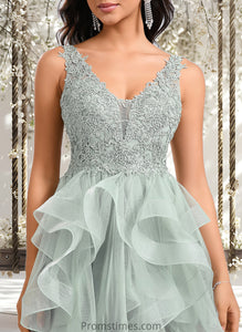 Madison Ball-Gown/Princess V-Neck Short Tulle Lace Homecoming Dress XXBP0025671