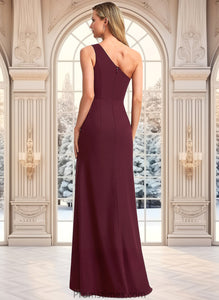 Gina A-line One Shoulder Floor-Length Chiffon Bridesmaid Dress XXBP0025756