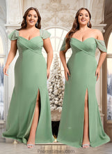 Load image into Gallery viewer, Kaliyah Trumpet/Mermaid Off the Shoulder V-Neck Floor-Length Chiffon Bridesmaid Dress XXBP0025810