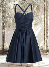 Load image into Gallery viewer, Gabrielle A-line Sweetheart Short Satin Homecoming Dress With Pleated XXBP0025673