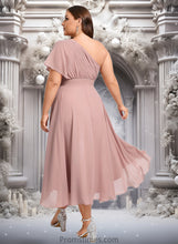 Load image into Gallery viewer, Joan A-line One Shoulder Asymmetrical Chiffon Bridesmaid Dress With Ruffle XXBP0025819