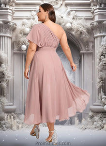 Joan A-line One Shoulder Asymmetrical Chiffon Bridesmaid Dress With Ruffle XXBP0025819