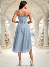 Load image into Gallery viewer, Kyra A-line Cowl Asymmetrical Chiffon Bridesmaid Dress With Ruffle XXBP0025727