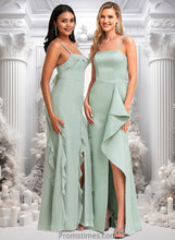 Load image into Gallery viewer, Cheryl A-line Square Floor-Length Satin Bridesmaid Dress With Ruffle XXBP0025736