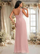 Load image into Gallery viewer, Sibyl A-line One Shoulder Floor-Length Chiffon Bridesmaid Dress With Bow XXBP0025748