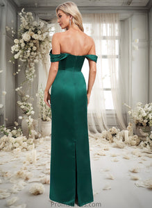 Camila Sheath/Column Off the Shoulder Floor-Length Satin Bridesmaid Dress XXBP0025815