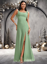 Load image into Gallery viewer, Jennifer A-line Square Floor-Length Chiffon Bridesmaid Dress With Bow XXBP0025740