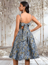 Load image into Gallery viewer, Charlee A-line Square Knee-Length Jacquard Homecoming Dress With Bow XXBP0025687