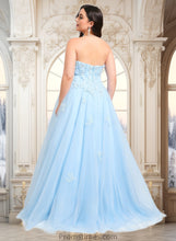 Load image into Gallery viewer, Kenna Ball-Gown/Princess Straight Sweep Train Tulle Prom Dresses With Sequins Appliques Lace XXBP0025864