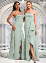 Load image into Gallery viewer, Amani A-line Square Floor-Length Chiffon Bridesmaid Dress With Ruffle XXBP0025735