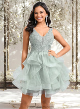 Load image into Gallery viewer, Madison Ball-Gown/Princess V-Neck Short Tulle Lace Homecoming Dress XXBP0025671