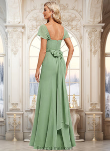 Kaliyah Trumpet/Mermaid Off the Shoulder V-Neck Floor-Length Chiffon Bridesmaid Dress XXBP0025810