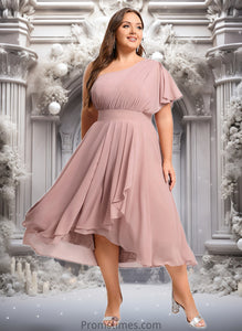 Joan A-line One Shoulder Asymmetrical Chiffon Bridesmaid Dress With Ruffle XXBP0025819