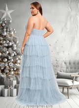 Load image into Gallery viewer, Kaylie Ball-Gown/Princess V-Neck Sweep Train Tulle Prom Dresses XXBP0025833