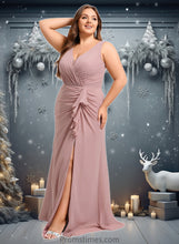 Load image into Gallery viewer, Camila A-line V-Neck Floor-Length Chiffon Bridesmaid Dress XXBP0025820